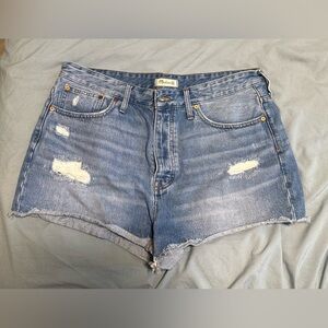 Madewell Blue Distressed Jean Shorts High-Waisted